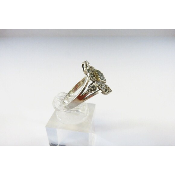 Sterling Marcasite Fancy Oblong Silver Ring Art Deco Style Size 6.5 - Picture 3 of 9